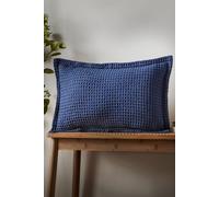 Pineapple Elephant 'Jaipur Chunky Waffle' Cotton Cushion in Navy | Size: 30 cm x 50 cm Pineapple Elephant Navy 30 cm x 50 cm