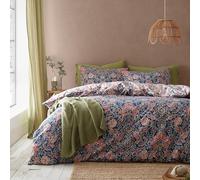'Keera Floral' Reversible Duvet Cover Set Pineapple Elephant Navy Single