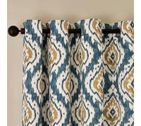 Pineapple Elephant Suri Geo 66x54 Inch Lined Eyelet Curtains Two Panels Teal Green
