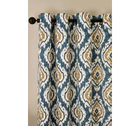 'Suri Geo' Lined Eyelet Curtains Pineapple Elephant Teal 117cm width x 183cm drop