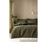 Pineapple Elephant 'Tamba Jersey Stripe' Duvet Cover Set in Olive | Size: Super King Pineapple Elephant Olive Super King