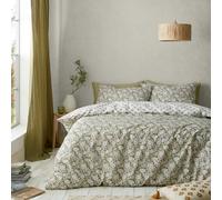 Pineapple Elephant Tangier Floral Reversible Single Duvet Cover Set with Pillowcase Olive Green