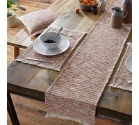 Pineapple Elephant Textured Frayed Edge Cotton Table Runner Terracotta