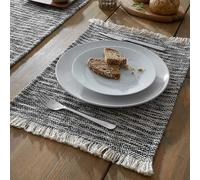 Pineapple Elephant Textured Frayed Edge Set of 2 Placemats Natural