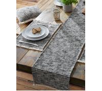 Pineapple Elephant 'Textured Frayed Edge' Table Runner in Black Pineapple Elephant Black