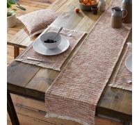 Pineapple Elephant Textured Frayed Edge Cotton Table Runner Terracotta