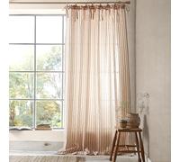 Pineapple Elephant Zanzibar Woven Stripe 140x183cm Voile Curtain Panel Clay