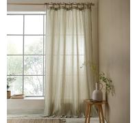 Pineapple Elephant Zanzibar Woven Stripe 140x183cm Voile Curtain Panel Green