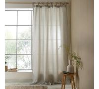 Pineapple Elephant Zanzibar Woven Stripe 140x183cm Voile Curtain Panel Grey