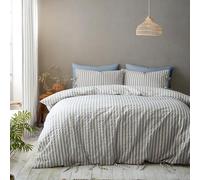 Pineapple Elephant Zanzibar Woven Stripe Super King Duvet Cover Set with Pillowcases Blue