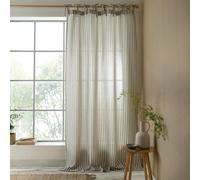 Pineapple Elephant Zanzibar Woven Stripe Voile Curtain Panel Grey - 140 x 229 cm - Grey
