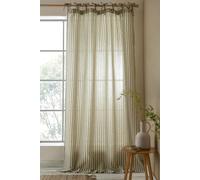 Pineapple Elephant 'Zanzibar Woven Stripe' Voile Curtain Panel in Green | Size: 140 cm width x 183 cm drop Pineapple Elephant Green 140 cm width x 183 cm drop