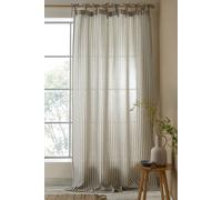 Pineapple Elephant 'Zanzibar Woven Stripe' Voile Curtain Panel in Grey | Size: 140 cm width x 229 cm drop Pineapple Elephant Grey 140 cm width x 229 cm drop