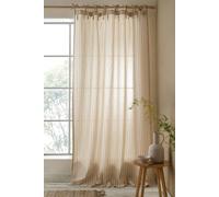 Pineapple Elephant 'Zanzibar Woven Stripe' Voile Curtain Panel in Natural | Size: 140 cm width x 183 cm drop Pineapple Elephant Natural 140 cm width x 183 cm drop