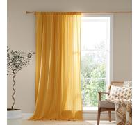 Pineapple Elephant Zofia Broderie Cotton Anglaise 55x48 Inch Tab Top Voile Curtain Panel Ochre