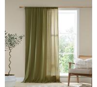 Pineapple Elephant Zofia Broderie Cotton Anglaise 55X54 Inch Tab Top Voile Curtain Panel Olive Green
