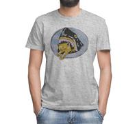 Pineapple Express Shark Eating Cat Men's Classic Grey T-Shirt Crew Neck Short Sleeves, grey, L