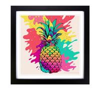 Pineapple Fauvism Framed Print | 18x18 Inch Black Framed Wall Art | Ready to Hang | Modern Nature Picture | Living Room Bedroom Lounge Office