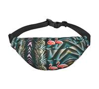 Pineapple Flamingo Adjustable Belt Hip Bum Bag Fashion Water Resistant Hiking Waist Bag for Traveling Casual Running Hiking Cycling, Black, One Size