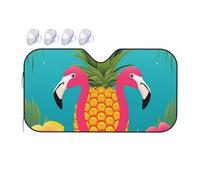 Pineapple Flamingo Car Windshield Sun Shade Foldable Car Front Window Sunshade for Sun, Heat and UV Rays, Auto Sun Blocker Visor Protector for Cars, SUVs Medium