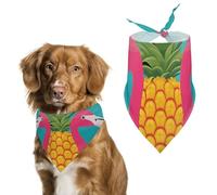 Pineapple Flamingo Dog Bandana Washable & Adjustable Triangle Scarf, Breathable Pet Scarf for Small Medium Large Pets, Cute Fashion Pet Accessory