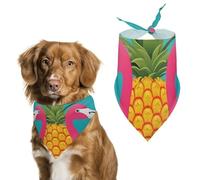 Pineapple Flamingo Dog Bandanas for Feeding Grooming, Triangle Pet Bibs Washable Pets Scarf for Cats & Dogs