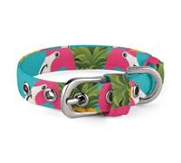 Pineapple Flamingo Dog Collar, Soft Comfortable Pet Collar for Small & Medium Dogs, Adjustable Durable Cat Collars for Puppies