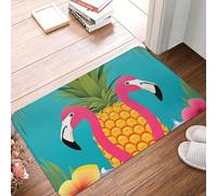 Pineapple Flamingo Door Mat Indoor Outdoor Doormat Non-Slip Entryway Mat Absorbent Mud Trapper Mats Heavy Duty Welcome Mat Washable Flannel Bath Mat Small Carpet 16 X 24 in