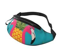 Pineapple Flamingo Fanny Pack for Men Women, Waterproof Sports Waist Bag Fashion Belt Bag Crossbody Bags Hip Bum Bag with Adjustable Strap Large Sling Bag Purse for Travel Hiking