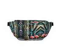 Pineapple Flamingo Print Fashionable Waist Bag - Sling Bag with Zipper Pockets, Large Capacity Crossbody Chest Bum Bag