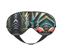 Pineapple Flamingo Print Sleep Eye Mask with Adjustable Strap Soft for Airplane Travel Relax Yoga Nap Meditation