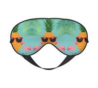 Pineapple Flamingo Print Soft Eye Mask â€“ Elastic Nighttime Shade, Light-Proof Blindfolds for Plane, Yoga, Travel