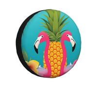 Pineapple Flamingo Spare Tire Cover Waterproof Dustproof Portable Car Wheel Protector Universal Spare Tire Cover for RV SUV Trucks