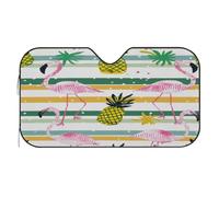 Pineapple Flamingo Stripe Polka Dot Car Windshield Sun Shade
