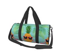 Pineapple Flamingo Travel Duffel Bag for Women Men,Print Polyester Tote Round Luggage Bag with Shoulder Strap