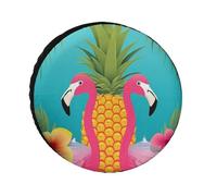 Pineapple Flamingo Universal Tire Cover Replacement Oxford Fabric Waterproof Wheel Protector for SUV Truck RV Dust Snow Sun Protection 34