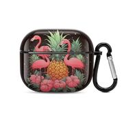 Pineapple Flamingos Bluetooth Earbuds Case Cover Full Body Shockproof Protection Hard Case Support Wireless Charging with Keychain Personalized Gift for AirPods 3