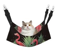 Pineapple Flamingos Cat Hammock for Cage Hanging Soft Pet Hammock Bed with Adjustable Straps and Metal Hooks Reversible Double Sided Hanging Bed Soft Sleeping Hammock for Cats