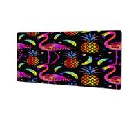 Pineapple Flamingos Rainbow Colore Extended Mouse Pad Large Desk Mat with Non Slip Rubber Base Stitched Edges Gaming Mouse Pad for Keyboard Office Home 30 x 80 CM