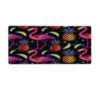 Pineapple Flamingos Rainbow Colore Extended Mouse Pad Large Desk Mat with Non Slip Rubber Base Stitched Edges Gaming Mouse Pad for Keyboard Office Home 40 x 90 CM