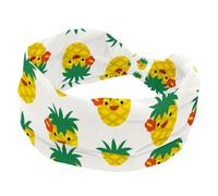Pineapple Fruit Ananas Face Pattern Wide Headbands for Women, Non Slip Sports Hair Bands, Stretchy Head bands, Fahion Wide Headband for Yoga, Workout, Daily