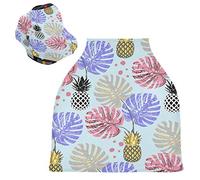 Pineapple Fruit Colorful Leaves Stretchy Baby Car Seat Cover,Canopy Nursing Covers,Soft Breathable Windproof Scarf Changepad for Winter Infant Breastfeeding Boys