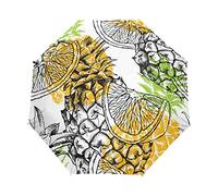 Pineapple Fruit Orange Artistic Umbrella Windproof Automatic Foldable Umbrells Auto Open Close for Men Women Kids