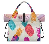 Pineapple Fruit Sports Duffel Bag for Women Men Colorful Pineapple Weekend Overnight Bag with Shoe Compartment Shoulder Tote Luggage Bag for Yoga Gym Travel