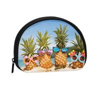 Pineapple Fruit Sunglasses Sand Beach Print Portable Mini Storage Bag Shell Shaped Wallet Small Coin Wallet Shell Storage Bag