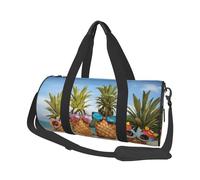 Pineapple Fruit Sunglasses Sand Beach Print Travel Duffel Bag, Foldable Gym Bag Overnight Weekend Bags for Women, Large Holdall Bag Cabin Bag for Sports and Travel