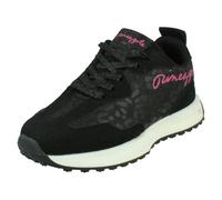 Pineapple Girls Pineapple Sparkly Glitter Casual Lace Up Trainers H2682 - Black Croc Print - UK 4 Child