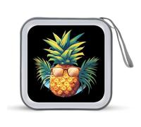 Pineapple Glasses Beach CD Case Portable DVD Storage Small CD Holder Organizer for Home Travel
