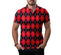 Pineapple Glasses Funny Golf Shirts for Men,Mens Hawaiian Shirts Short Sleeve Novelty Crazy Golf Shirts, Argyle Pattern01, 3XL