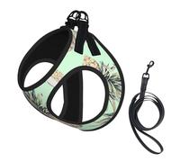 Pineapple Green Print Harness Leash Set For Cats And Dogs, Reflective Adjustable, Soft Breathable Mesh Vest With Escape-Proof Lead, For Small Pets And Kitten Puppies